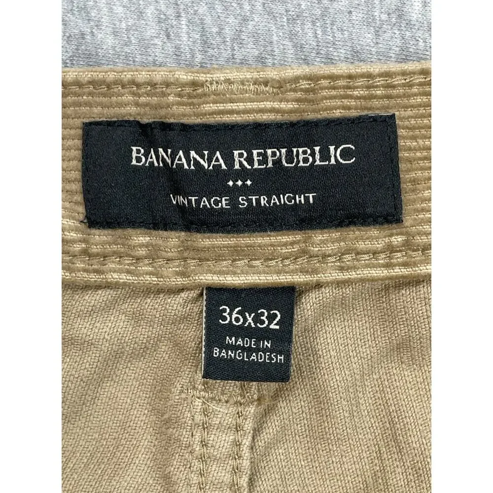 Banana Republic Pants Men 36 x 32 Beige Corduroy 100%‎ Cotton Straight Leg